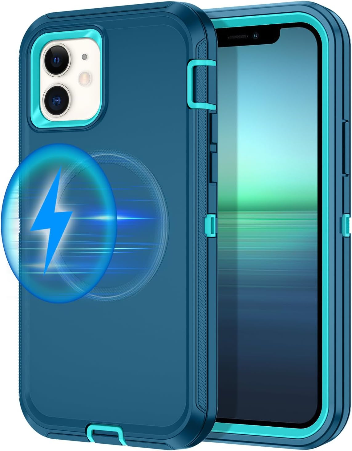 For Iphone 16E Case [Compatible with Magsafe] Shockproof 3-Layer Full Body Protection [Without Screen Protector] Rugged Heavy Duty Cover Case for Apple Iphone 16E 6.1",Turquoise