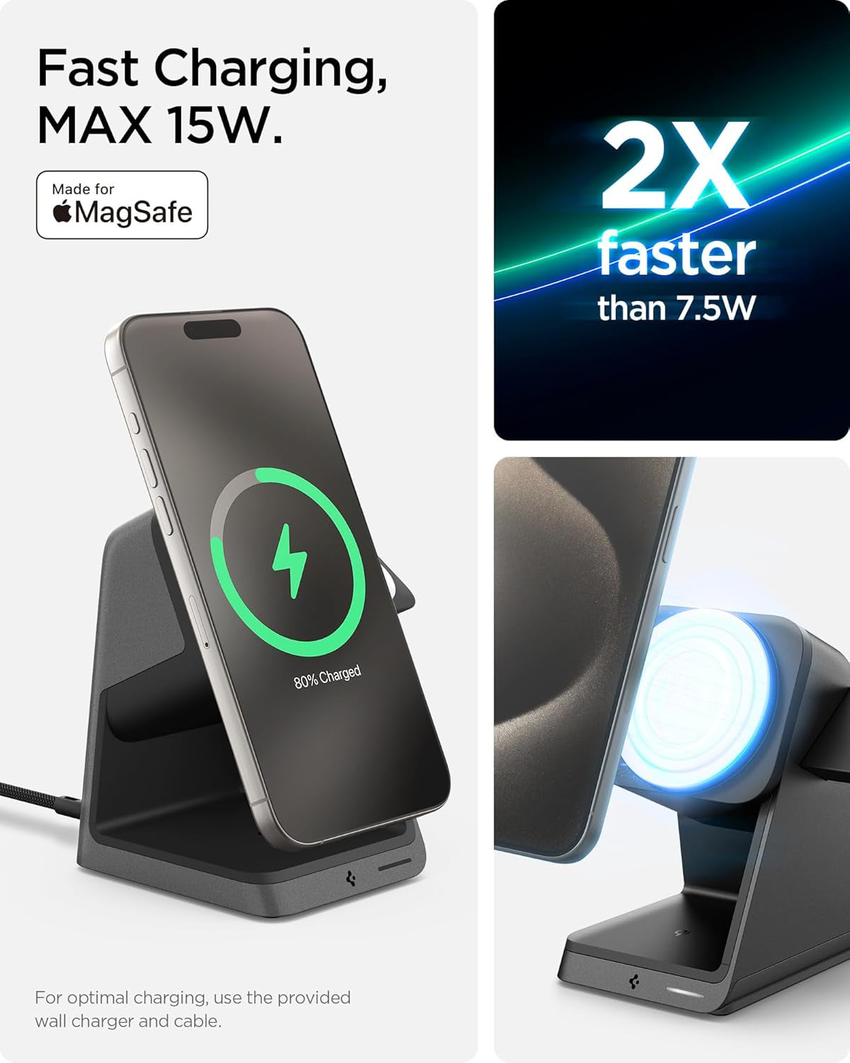 3 in 1 Wireless Charging Station for Magsafe [Certified] Charger Stand 15W Fast Charging for Iphone 16E 16 Pro Max/ 16 Pro/ 16 Plus/ 16 15 14 13 Airpods Apple Watch 10 Ultra 2Wallet Accessories