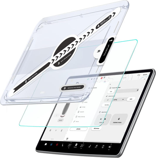 Tempered Glass Screen Protector for Tesla Model Y (2024-2020), Tesla Model 3 (2023-2017), 15 Inch Screen Protector with Alignment Kit, No More Glare & Fingerprint, Tesla Model Y / 3 Accessories