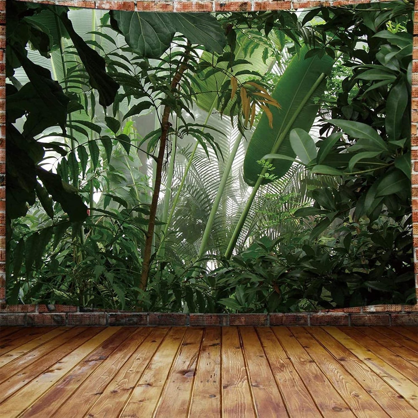 Green Plant Small Tapestry, Aesthetic Banana Palm Tree Leaves Tapestry Wall Hanging for Bedroom, Tropical Forest College Dorm Tapestry Home Decor (60" W X 40" H)