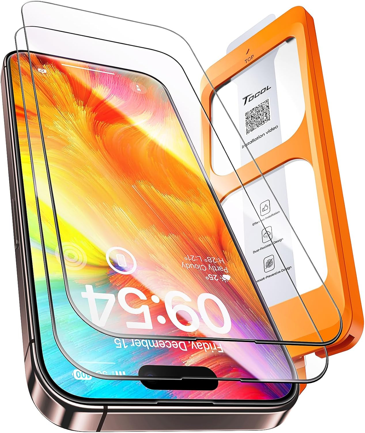 for Iphone 13/Iphone 16E (2025 Edition) Screen Protector 6.1-Inch [Instant Installation], 14FT Military Grade Shatterproof, 9H+ Hardness HD Coverage No Bubbles No Dust 2 Pack