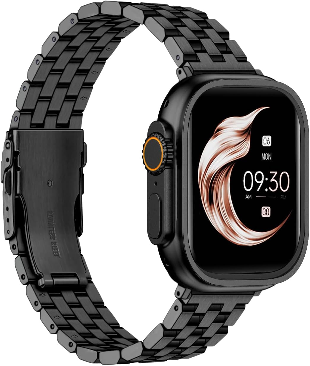 Metal Watch Band for Men Women Fit for Apple Watch 38Mm/40Mm/41Mm/42Mm/44Mm/45Mm/49Mm Compatible with Iwatch Series 10/9/8/7/6/5/4/3/2/1/ Se/Ultra Polished Strap Replacement Bracelet