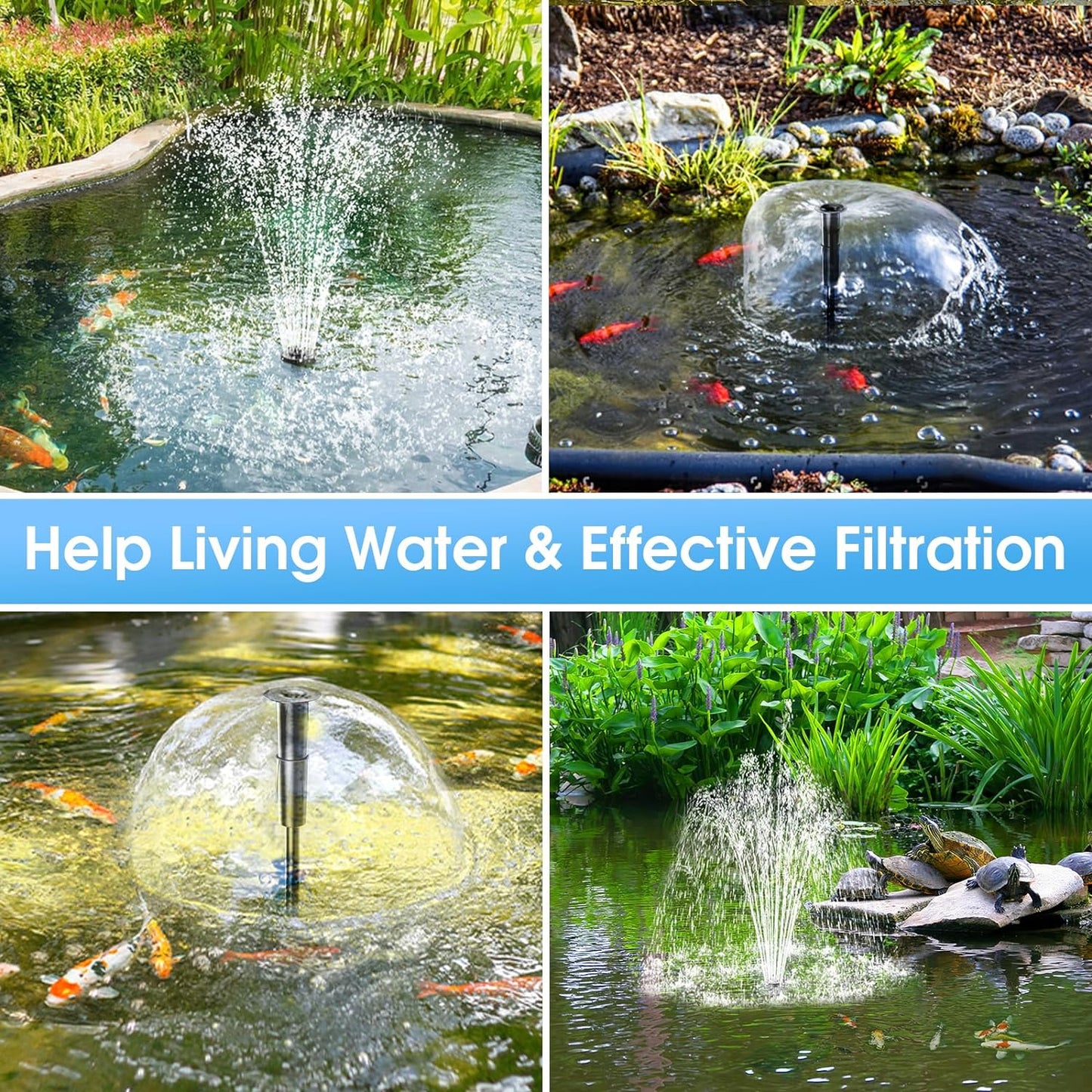 Pond Filter with Pump Fountain Kits, 660GPH Pond Filter with 40W Pond Pump & Fountain Kit, Koi Pond Filters for Outdoor Ponds Clean, Clear, and Add Water Features