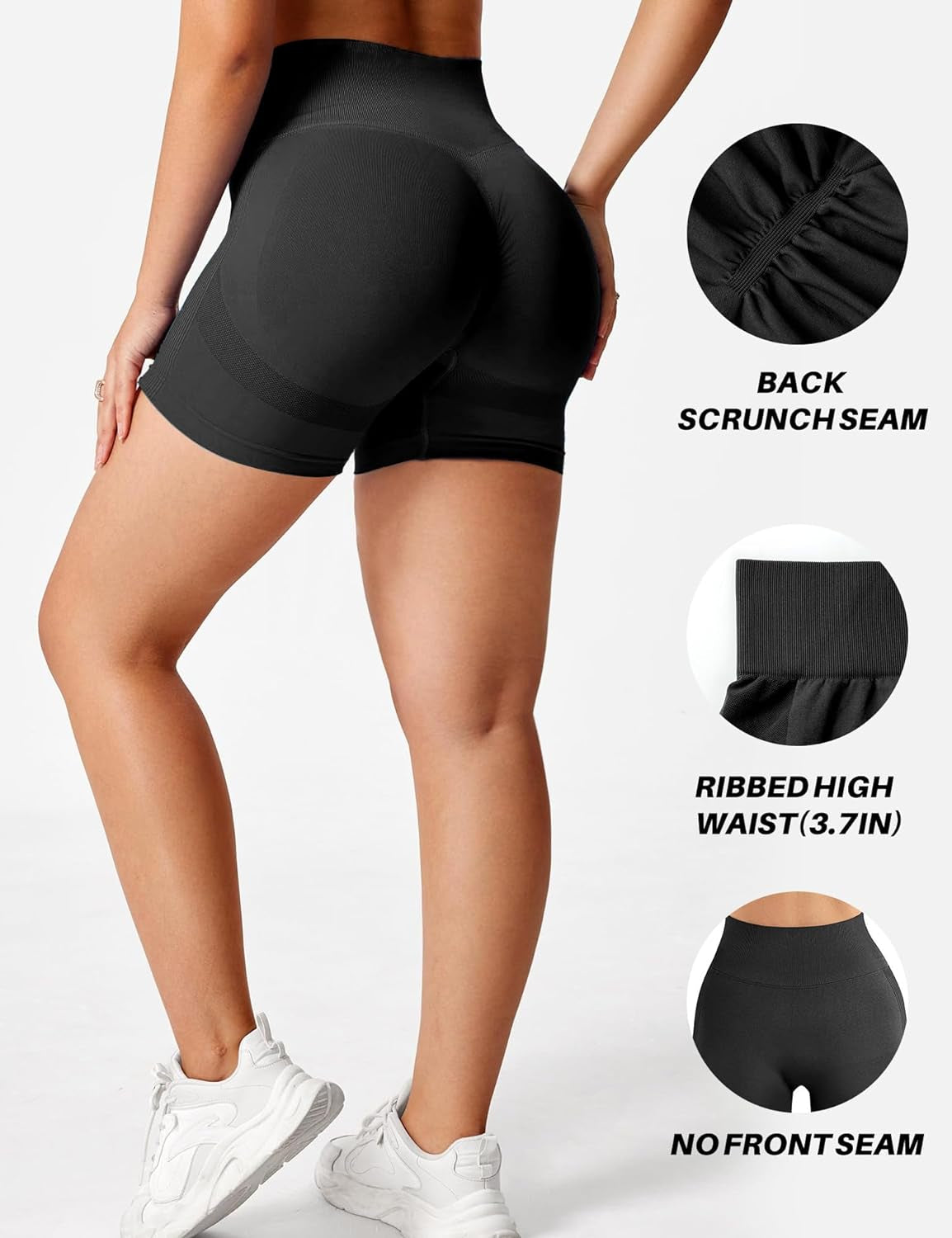 Womens Scrunch Gym Butt Lifting Seamless 5" Shorts Yoga High Waisted Workout Athletic Running Sport Active Booty Shorts