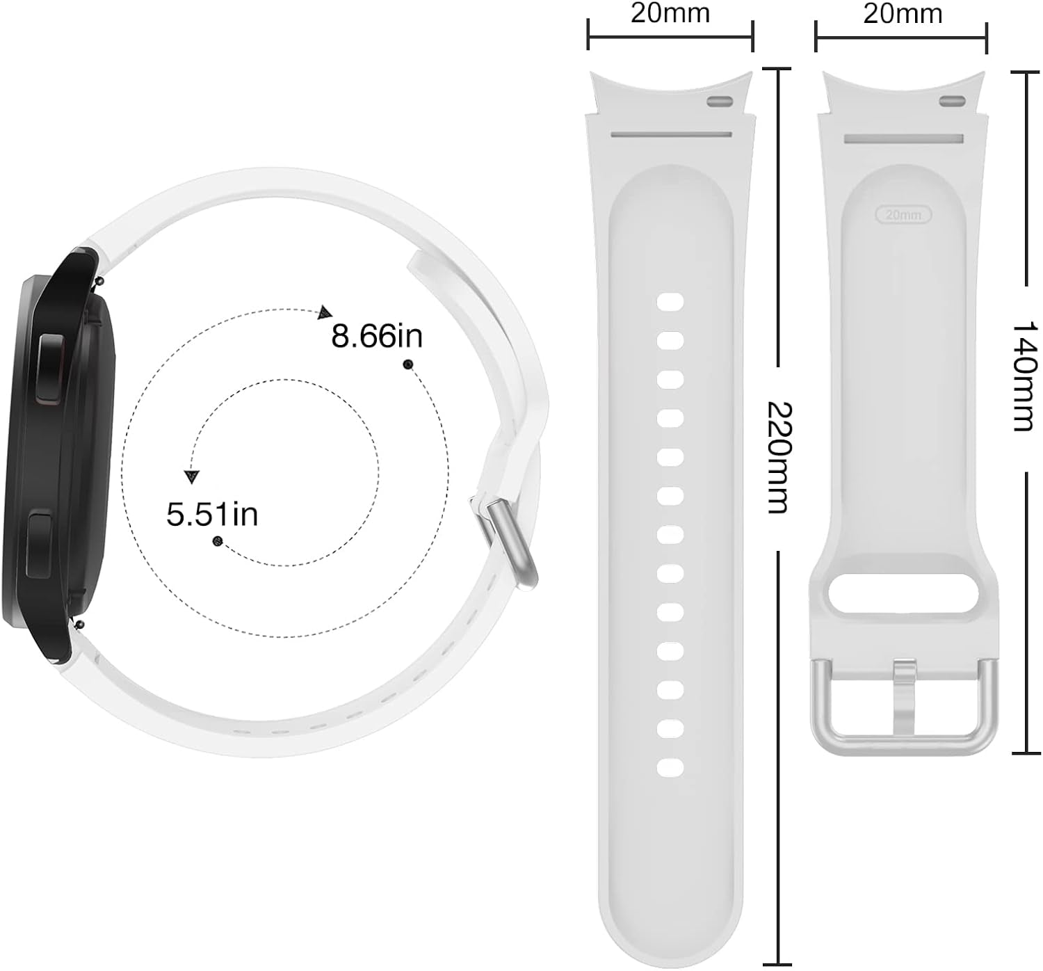 Compatible for Samsung Galaxy Watch 4 Band 44Mm 40Mm / Galaxy Watch 4 Calassic Bands 46Mm 42Mm / Galaxy Watch 3 41Mm Band, 20Mm Soft Silicone Watch Band Bracelet Sports Strap for Women Men