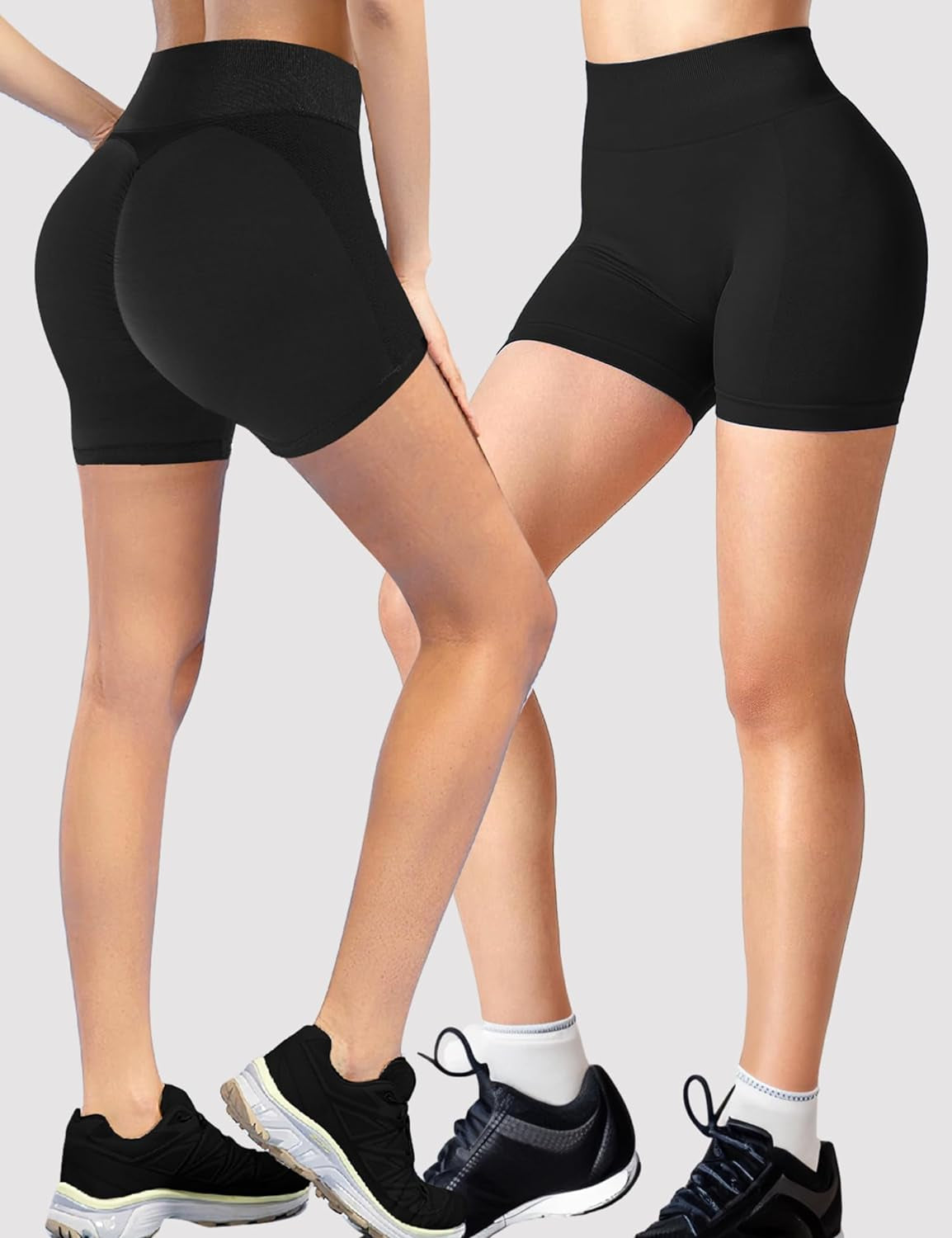 Gym Shorts Women, Seamless Yoga Workout Shorts, High-Waisted Scrunch Butt Booty Lifting Athletic Running Shorts