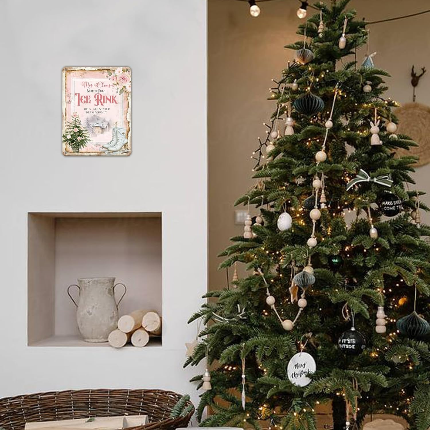 Mrs Ice Rink Sign - Christmas Sign - Figure Skating - Shabby Chic Metal Sign Tag 8X12 Inch Gift Plaque