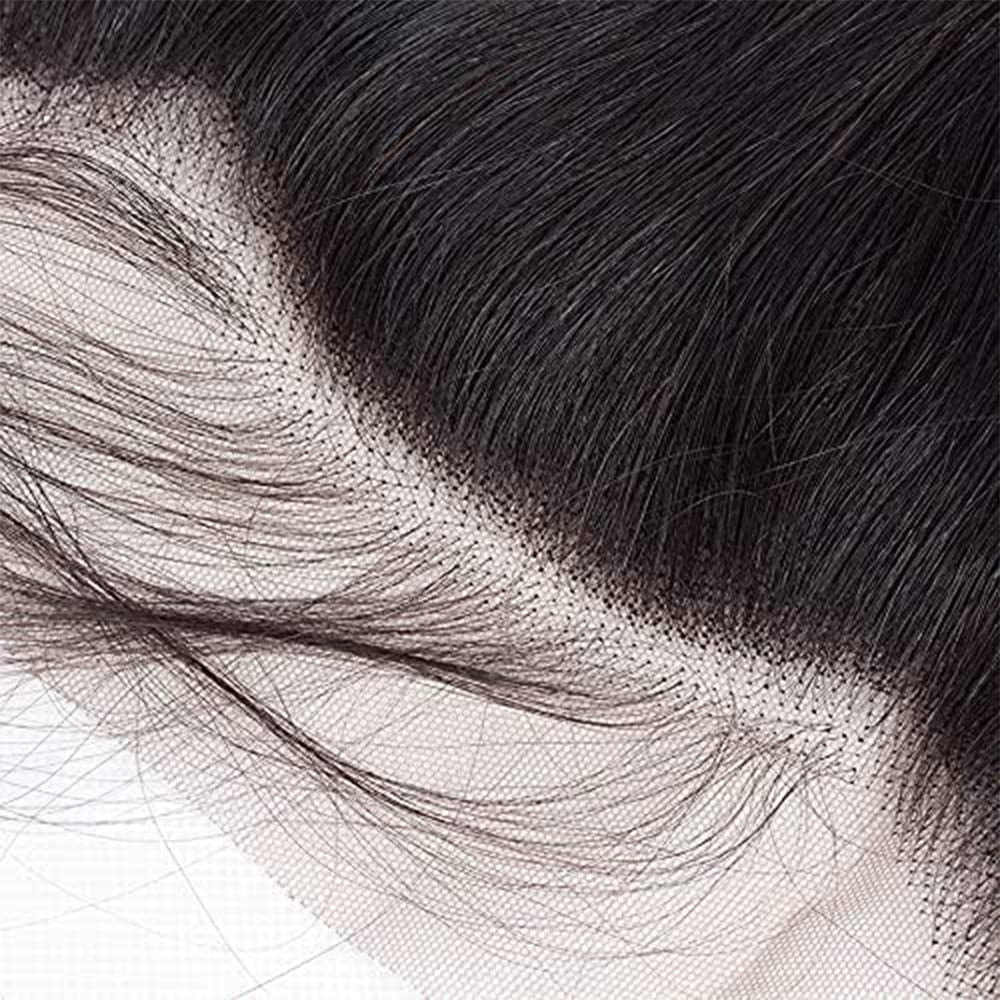 13X4 Ear to Ear Body Wave Lace Frontal Closure Brazilian Virgin Human Hair Transparent HD Lace Frontal Closure with Baby Hair Pre Plucked Natural Hairline Free Part 10 Inch Natural Black Color