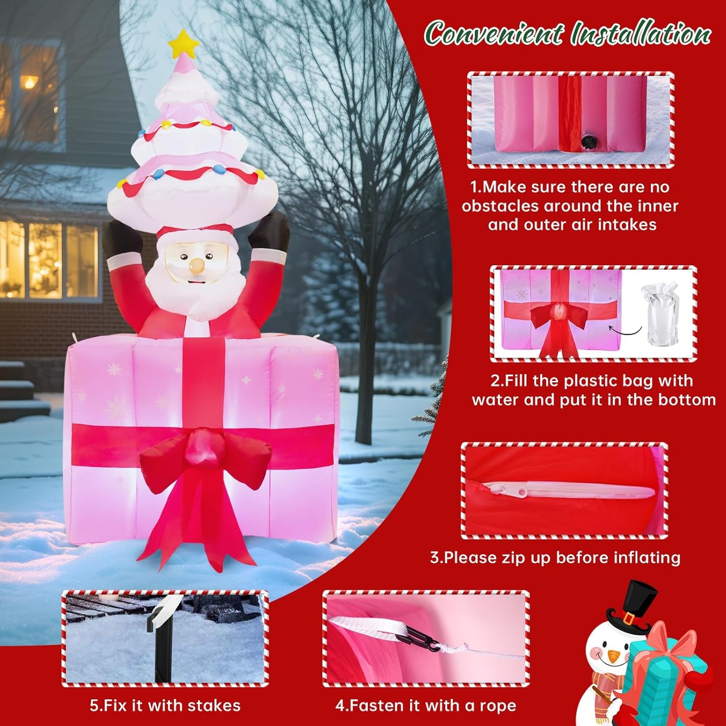 Christmas Inflatable Santa Outdoor Decoration: 6Ft Blow up Automatic Lifting in Gift Box - Built-In LED Glowing Inflatable Decoration for Yard/Garden Lawn