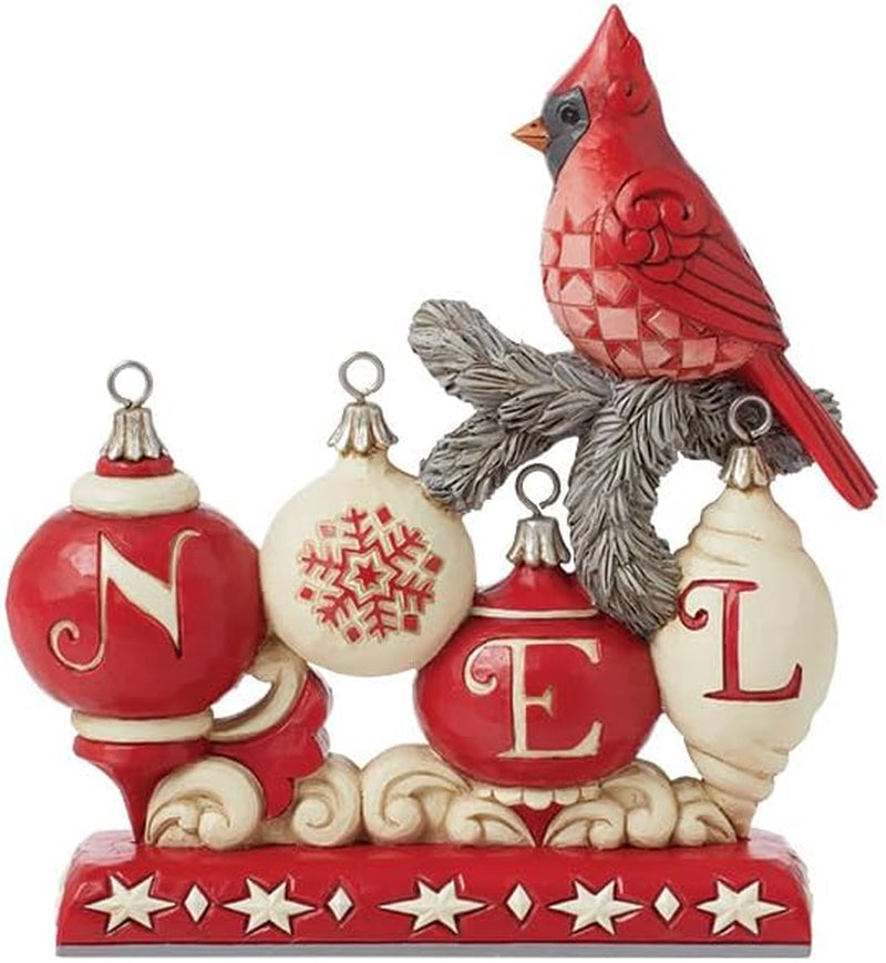 Jim Shore Heartwood Creek Nordic Noel Christmas Cardinal Figurine- Stone Resin Hand Painted Crafted Collectible Figurines Christmas Home Decor Statue, 6.69 Inch