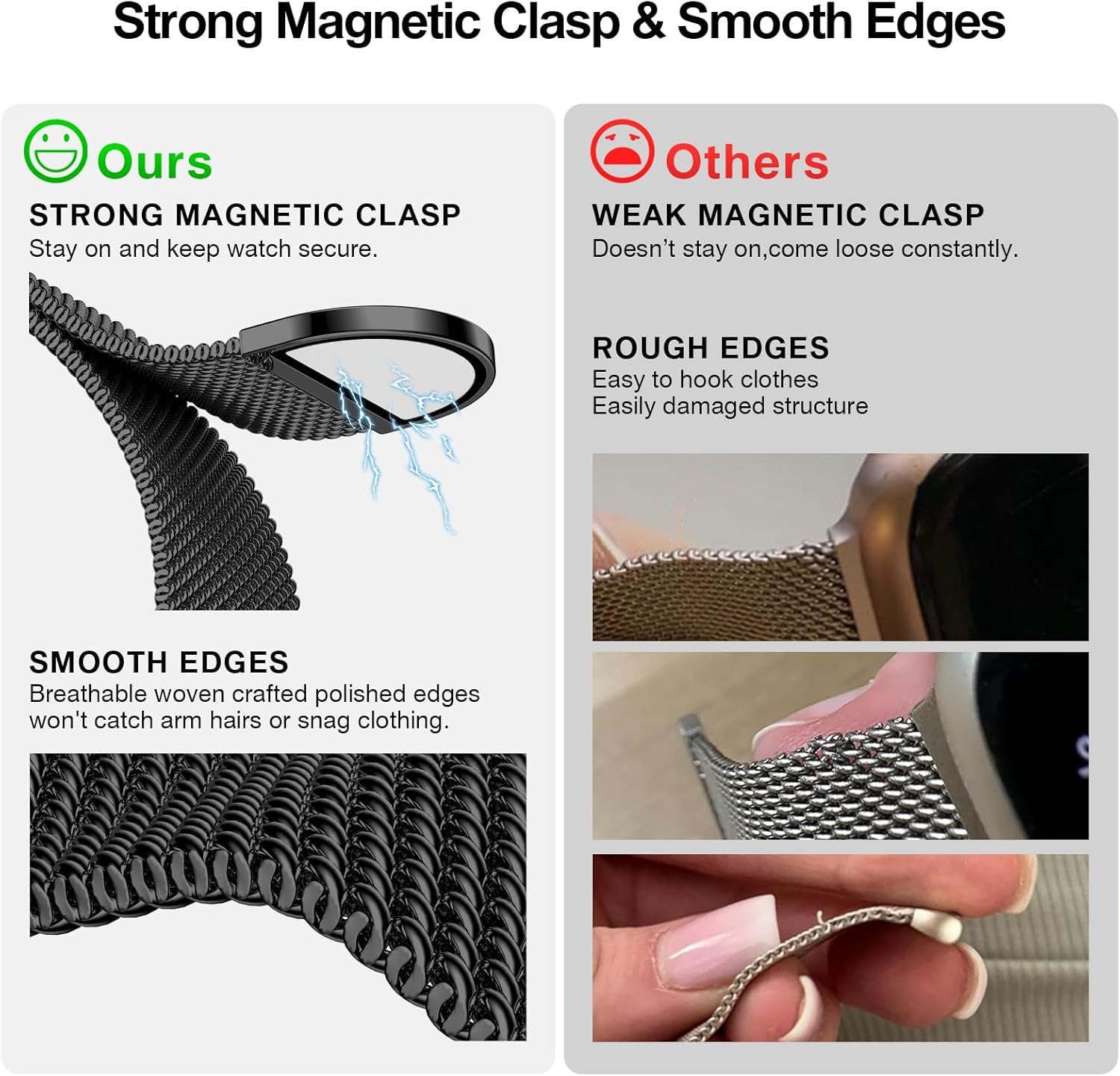 Mesh Metal Loop Compatible with Apple Watch Band 40Mm 41Mm 38Mm 44Mm 45Mm 49Mm Series Ultra SE 9 8 7 6 5 4 3 2 1 Women Men, Stainless Steel Strap with Magnetic Clasp for Iwatch Bands