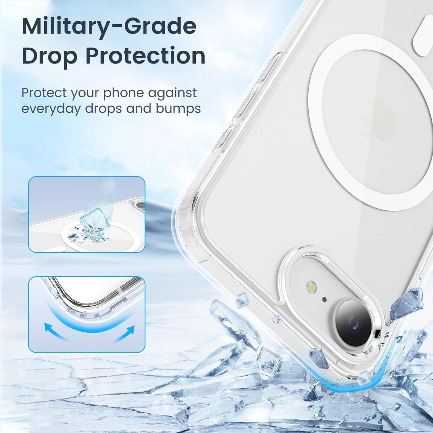 for Iphone 16E Case, [Compatible with Magsafe][Anti-Yellowing][Military-Grade Protection] Shockproof Slim Magnetic Phone Sleeve for Iphone 16E 6.1'', Clear