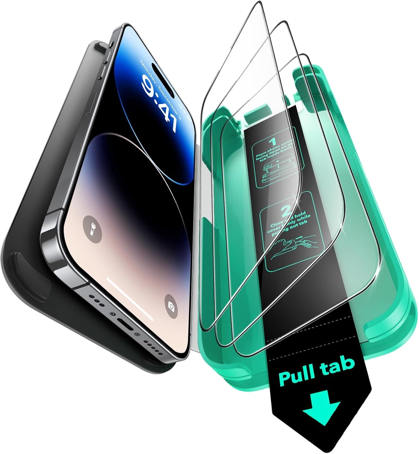 3 Pack 9H+ Glass for Iphone 16E/Iphone SE 4/Iphone 14/Iphone 13/Iphone 13 Pro Privacy Screen Protector, [Military Grade Shatterproof & Longest Durable] Armorite Tempered Glass with Ultrafit Tray