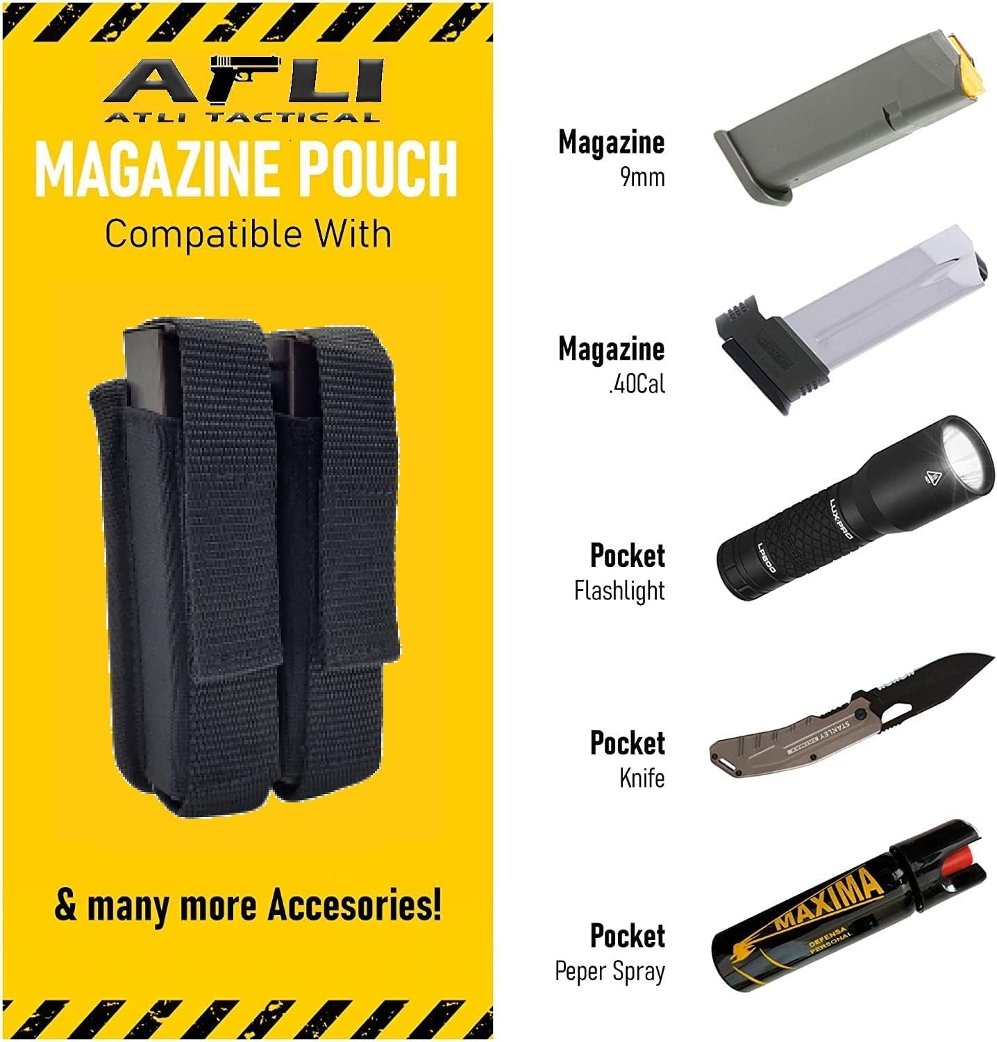 Magazine Pouch - Tactical Dual Stack Gun Mag Holster - Nylon Universal Belt Double Ammo Holder - Fits 9Mm .40 .380 10Mm for Glock Canik S&W M&P Sig Sauer Ruger Walther HK Pistols Etc - 4 Variation