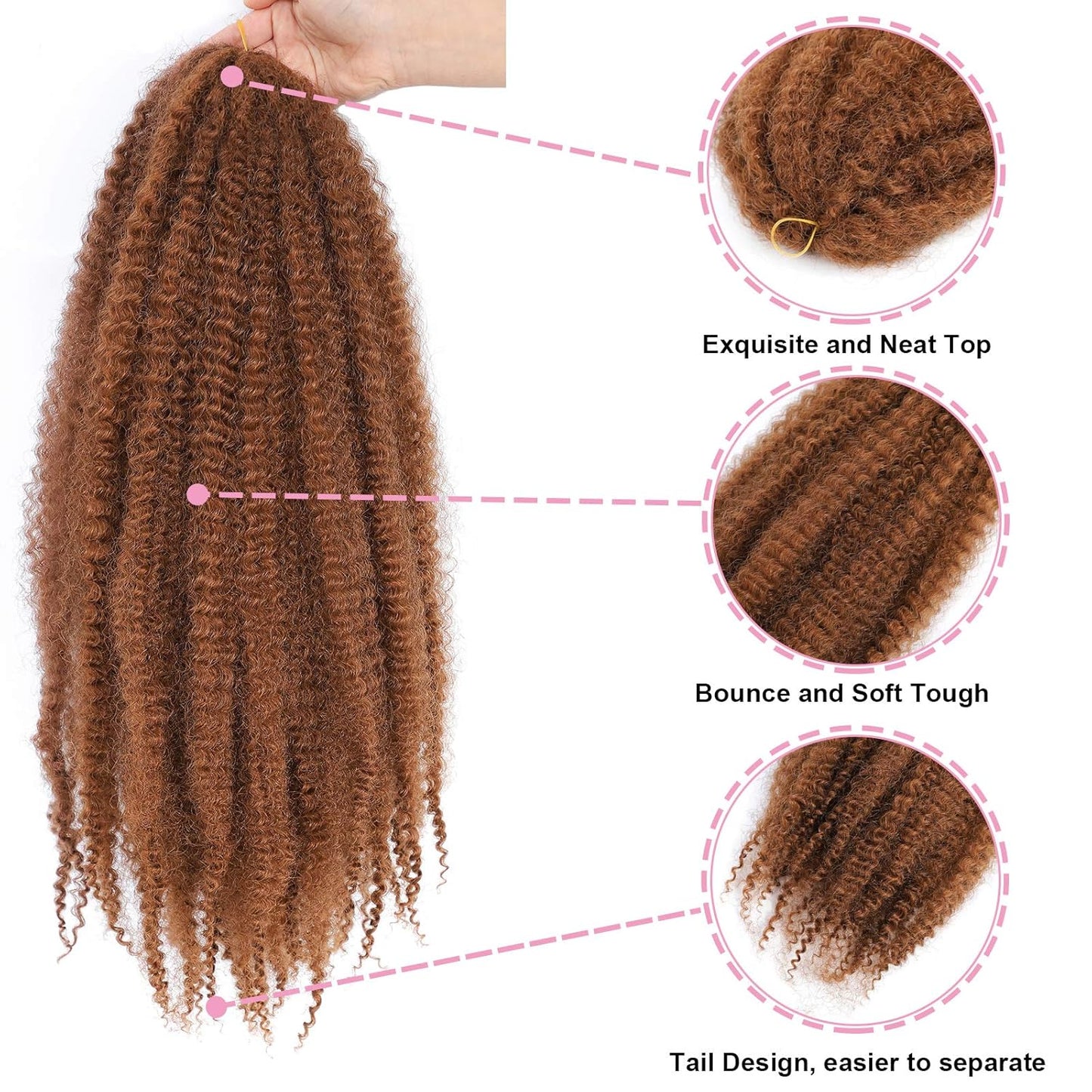 Marley Hair 24 Inch Marley Braiding Hair Marley Crochet Hair Long Afro Kinky Curly Crochet Hair Extensions 3 Packs (24 Inch (Pack of 3), 30)