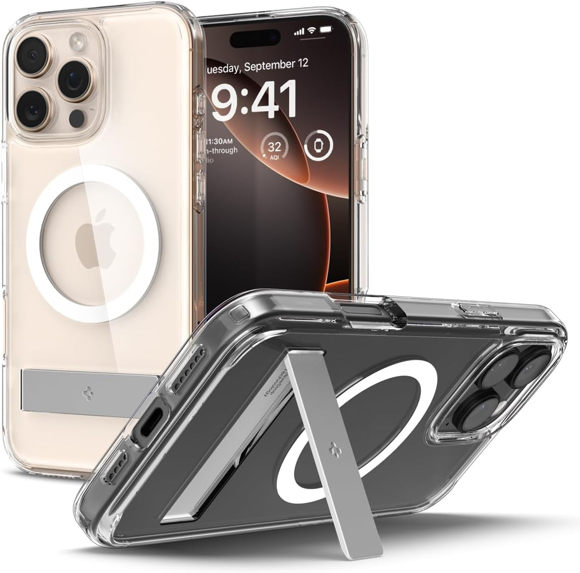 for Iphone 16E Case, Ultra Hybrid S Magfit [Compatible with Magsafe Accessories] [Anti-Yellowing] [Kickstand] - Clear White