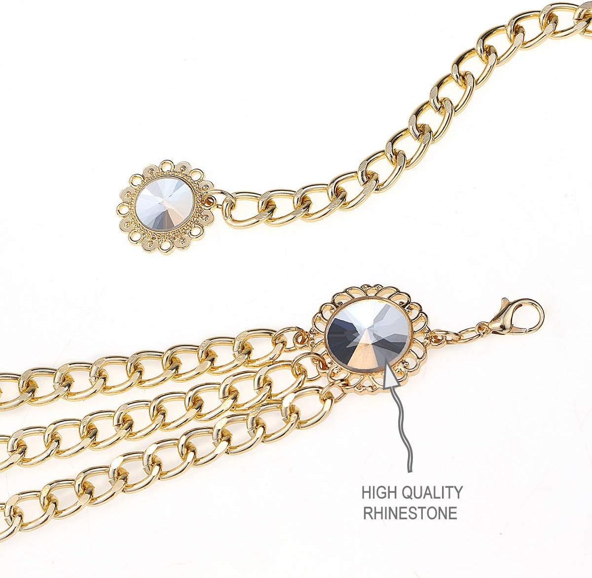 Multilayer Metal Waist Chain Dress Belts Metal Belt for Women