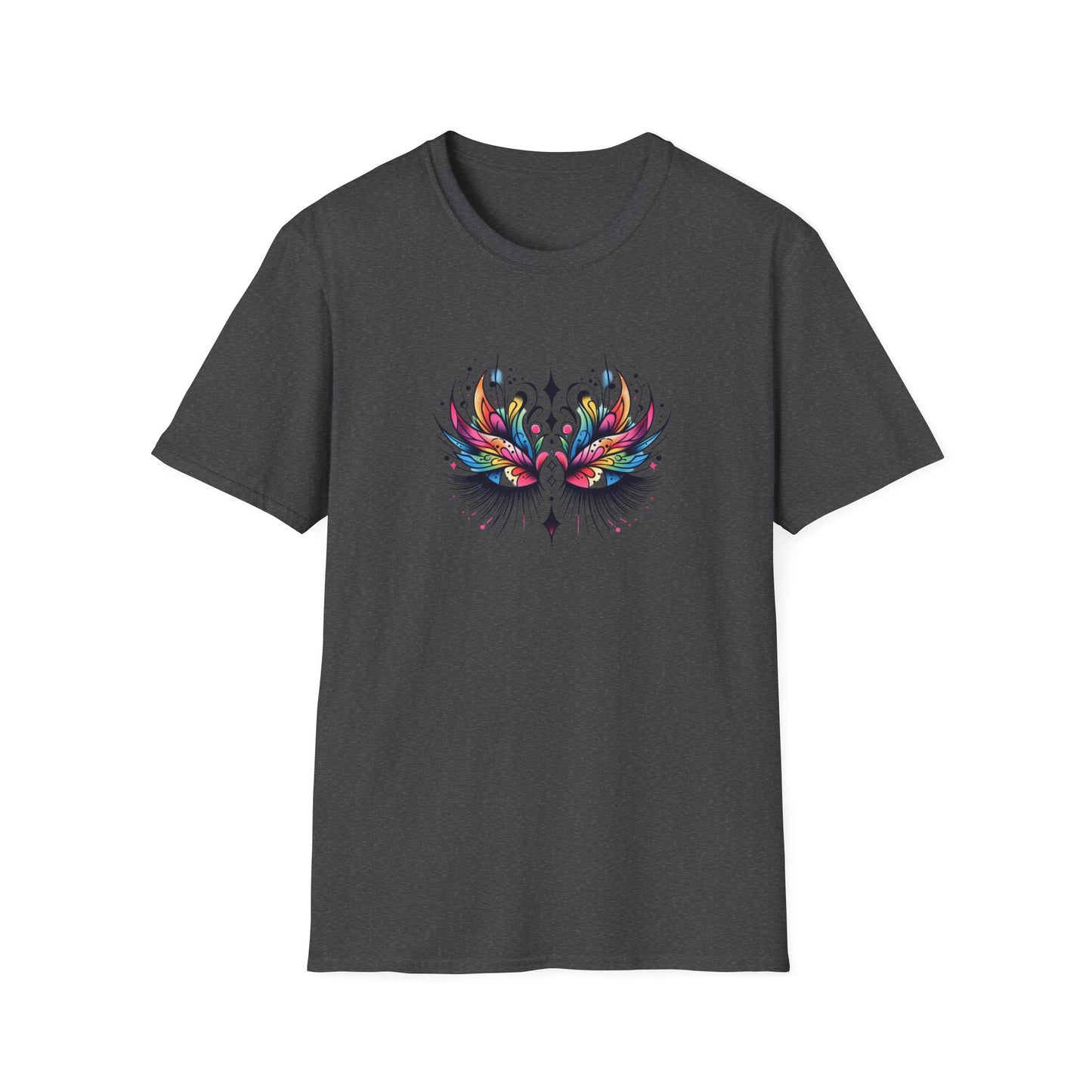 Colorful Boho LASHES Peacock Unisex Softstyle T-Shirt