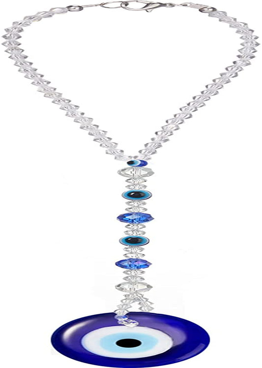 Evil Eye Car Hanging Ornament Evil Blue Eye Charms for Rear View Mirror Evil Eye Beaded Decor Evil Eye Car Accessories Evil Eye Window Pendent for Window Car Door Frame Balcony (Classic Style)