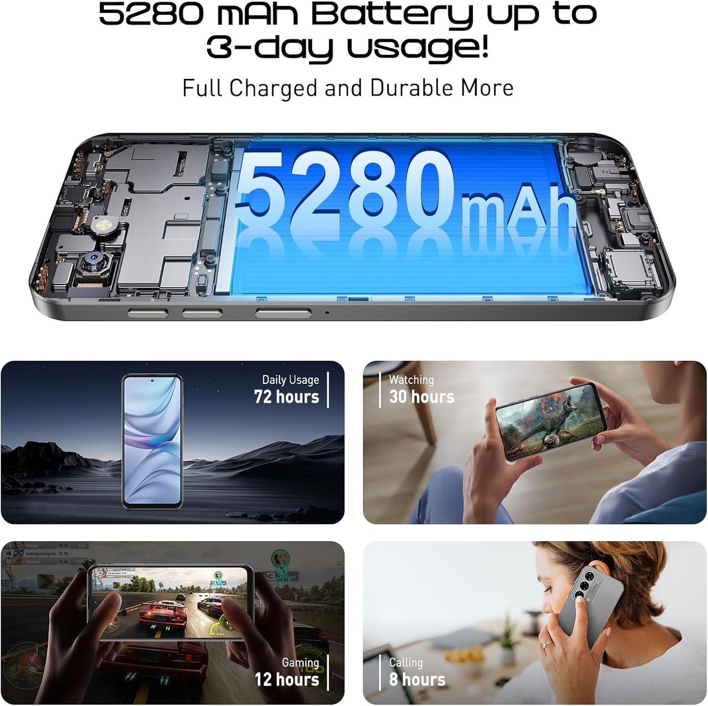 Unlock Phone Mate 60,6.79 Inch HD+ Screen Smartphone,4G Dual SIM Cheap Mobile Phones 4GB+ 128GB Expanded 512G 5280Mah 21MP Camera T-Mobile Android Phone with Finger&Face Unlock Pearl Grey