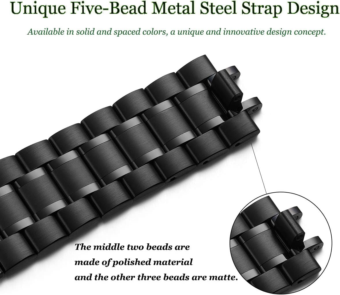 Compatible for Apple Watch Band 42/44/45/49Mm or 38/40/41Mm, Stainless Steel Metal Adjustable Sport Business Wristband Bracelet Strap for Iwatch Ultra/Series 9 8 7 6 SE 5 4 3 2 1 (Black)