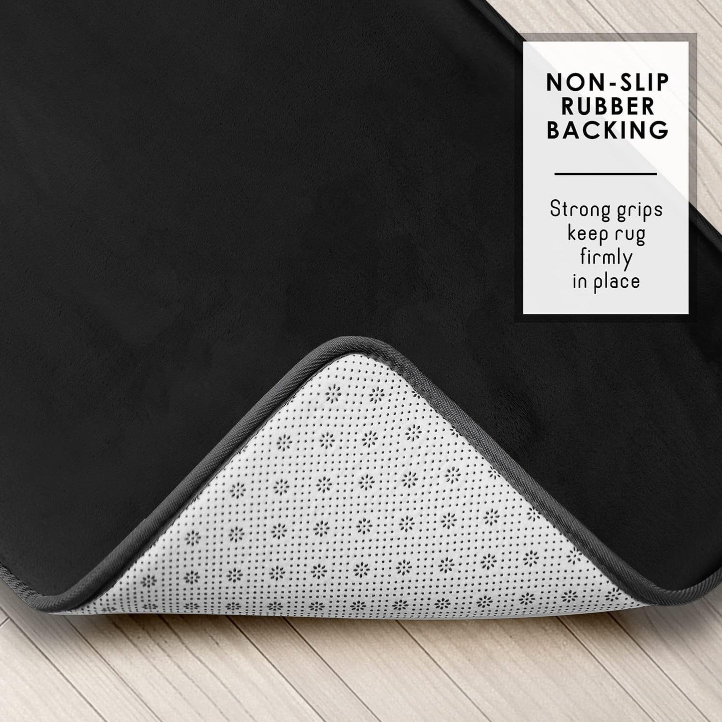3 Piece Bathroom Rugs Bath Mat Set, Velvet Memory Foam Bath Mats for Bathroom - Non-Slip, PVC Backing Bath Rugs, Washable Bathroom Rug Mats - Dries Quickly, Black Bathroom Rug Set