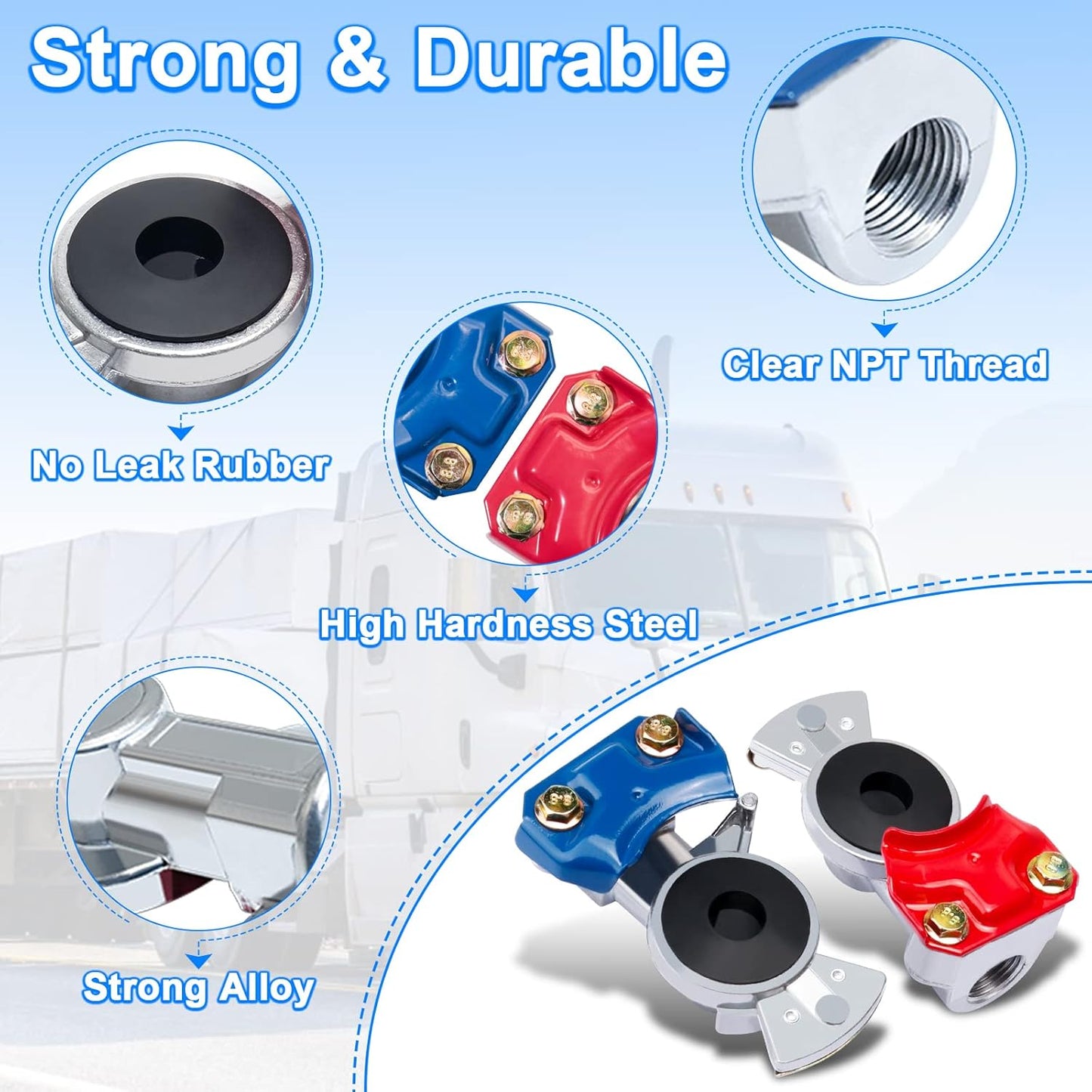 Glad Hand Handles, Air Glad Hand for Semi Trucks and Trailers with Extension Handles, Tractor Glad Hand Grips with Seals for Air Hose Freightliner TRUCK DRIVER