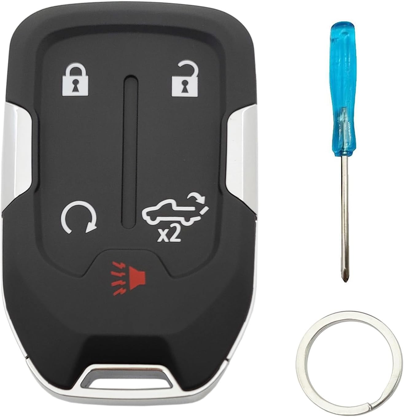 Smart Key Fob Cover Case Shell Fit for 2022 2021 2020 2019 Chevy Silverado and GMC Sierra 1500 2500HD 3500HD Keyless Entry Remote Key Fob (Without Chip, 5 Buttons)