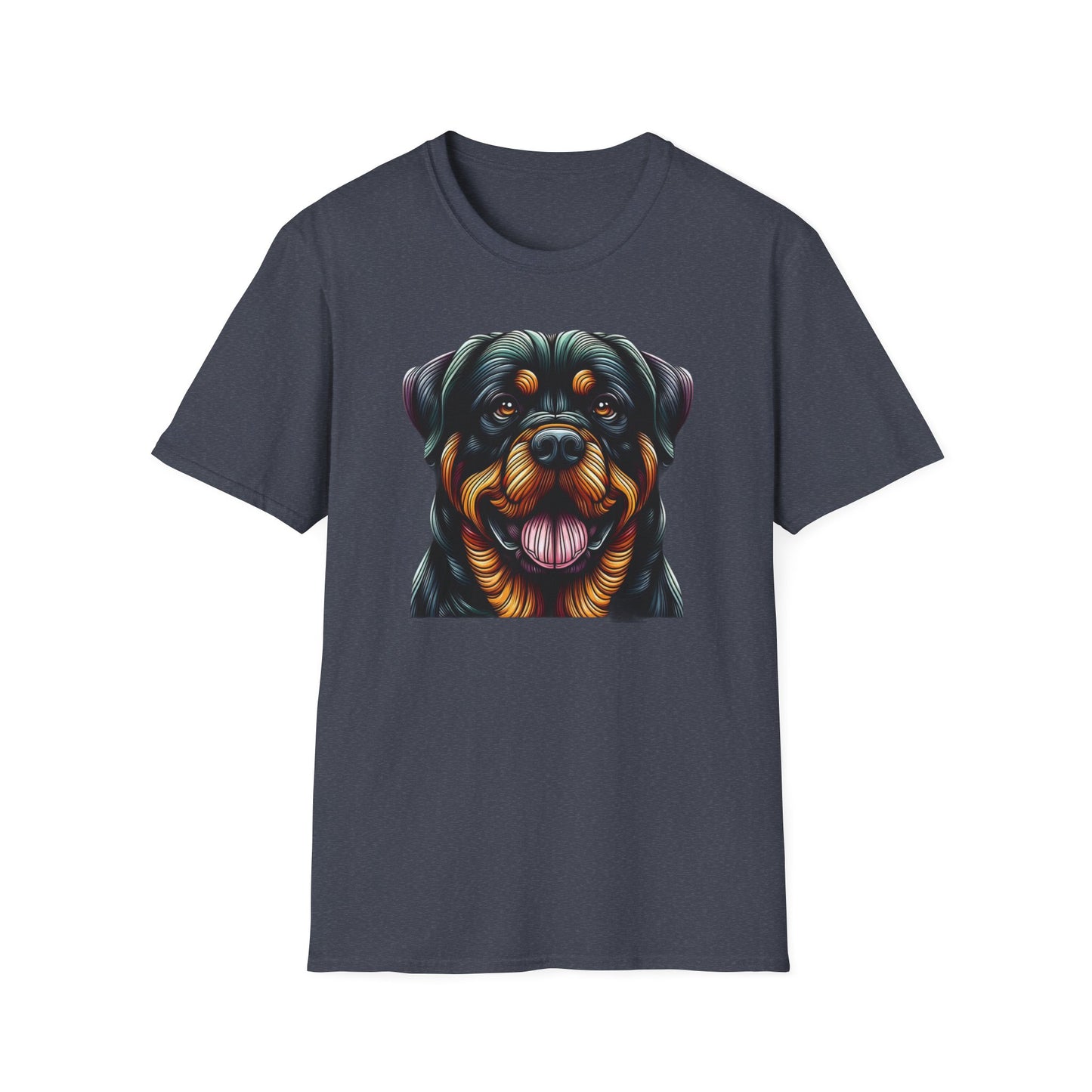 Rottweiler Animal Stained Glass Design Unisex Softstyle T-Shirt