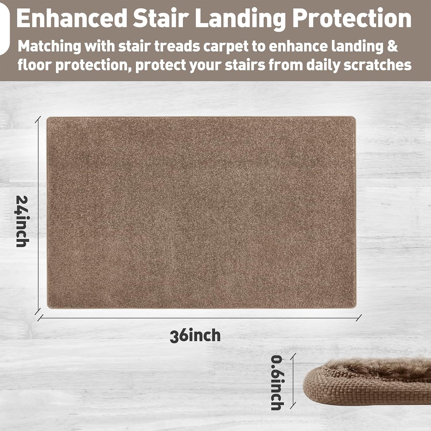 Carpet Stair Tread Landing Mat Tape Free Self Adhesive Non Slip Skid Resistant Indoor Doormat Area Rug Floor Mat for Kitchen Bathroom Workstations Washable 2' X 3' (Camel Brown)
