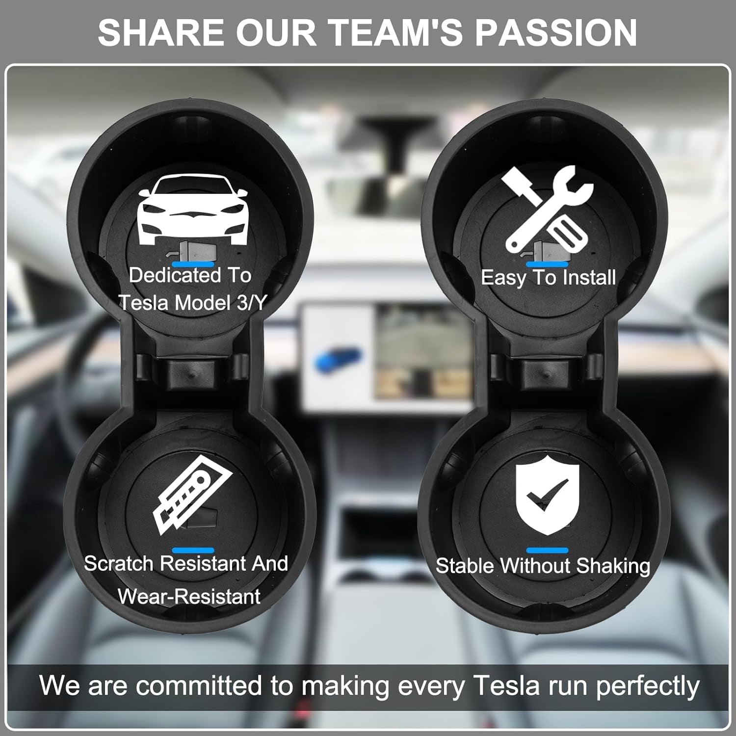 Cup Holder Insert for Tesla Model Y 2023, Upgraded Cup Holder Insert Compatible with Tesla Model 3 Model Y 2023 2022 2021, Leakproof Silicone Center Console Cup Holder, 1PCS (Black)