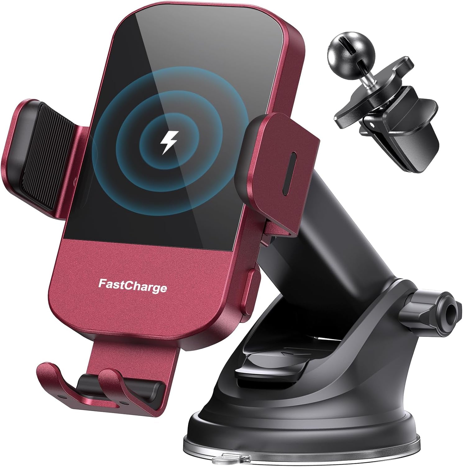 Wireless Car Charger, 15W Fast Charging Auto Clamping Car Charger Phone Mount Phone Holder Fit for Iphone 16 15 14 13 12 Pro Max 11 XR XS, Samsung Galaxy S24 Ultra S23 S22 S21, S20, S10+, Black