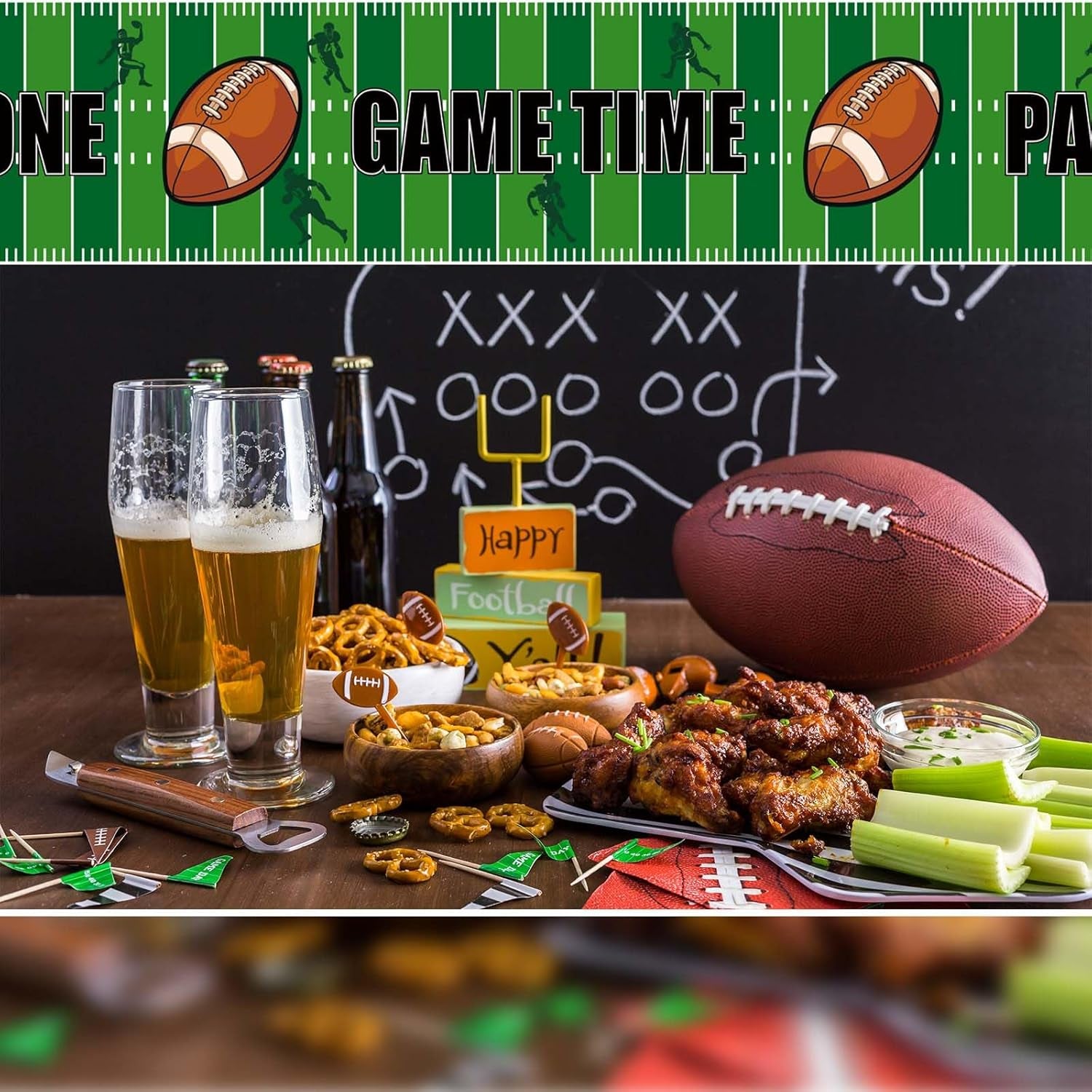 65Ft Football Party Banner Football Game Time Banner Tape Decoration American Football Sports Theme Party Zone Banner Tape for Super Bowl Game Day Football Party Tailgate Decorations Supplies