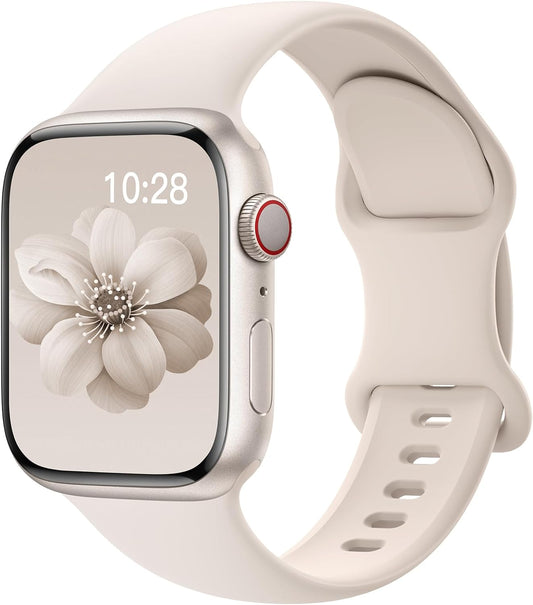 Sport Silicone Band Compatible with Apple Watch Bands 40Mm 38Mm 41Mm 44Mm 45Mm 42Mm 49Mm Women Men,Soft Wristband Waterproof Replacement Sport Strap for Iwatch Bands Series 9 8 7 6 5 4 3 2 1 SE Ultra