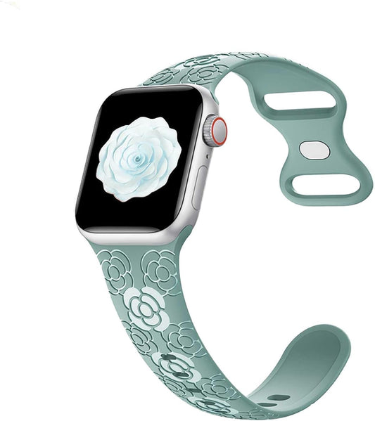Floral Bands for Apple Watch 42Mm 44Mm 45Mm 49Mm Women, Soft Silicone Sport Straps with Cute Flower Patterns Compatible with Iwatch Bands Series Ultra SE 9 8 7 6 5 4 3 2 1