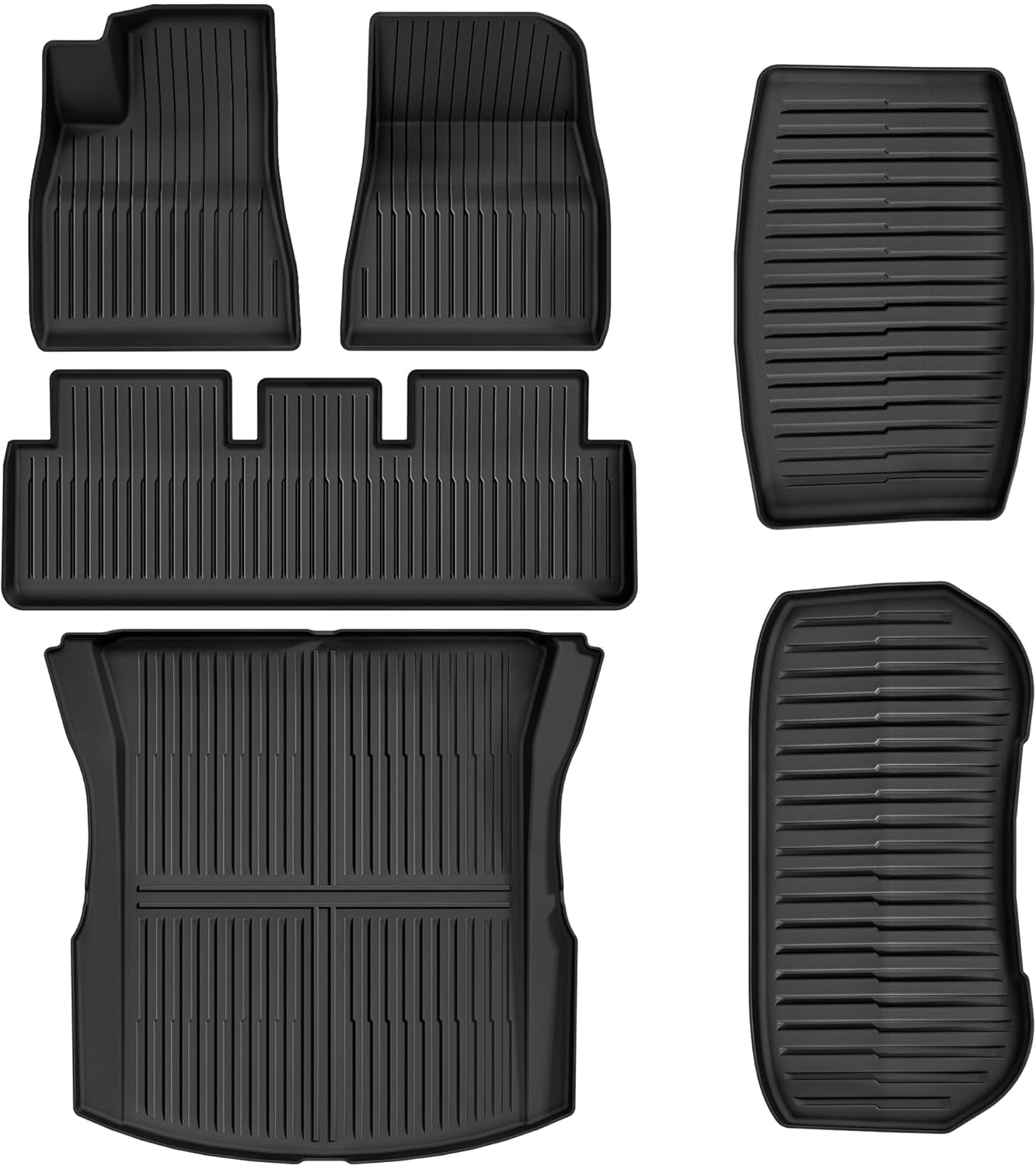 Floor Mats Fit for 2024 2025 Tesla Model 3 Highland, 2 Rows & Cargo Liner Set, Full Cover Car Mats with Front Rear Cargo Mat TPE All-Weather Floor Mats Model 3 Accessories 2024 Full Set