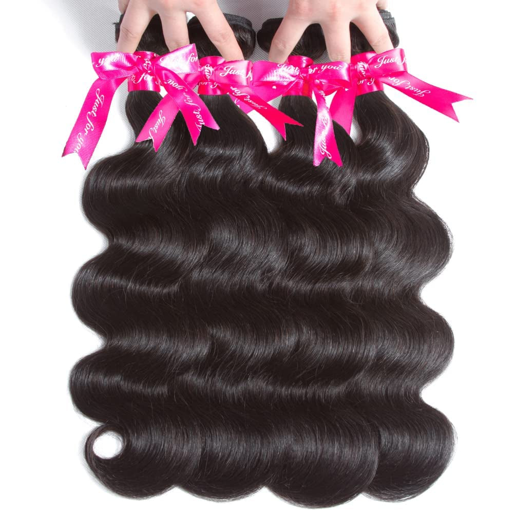 Body Wave Human Hair 4 Bundles Double Weft 10A Brazilian Hair Bundles (12/14/16/18 Inch New, 4 Bundles)