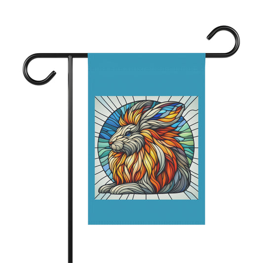 Colorful LIONHEAD Rabbit Garden Banner - Stained Glass Design for Spring Decor