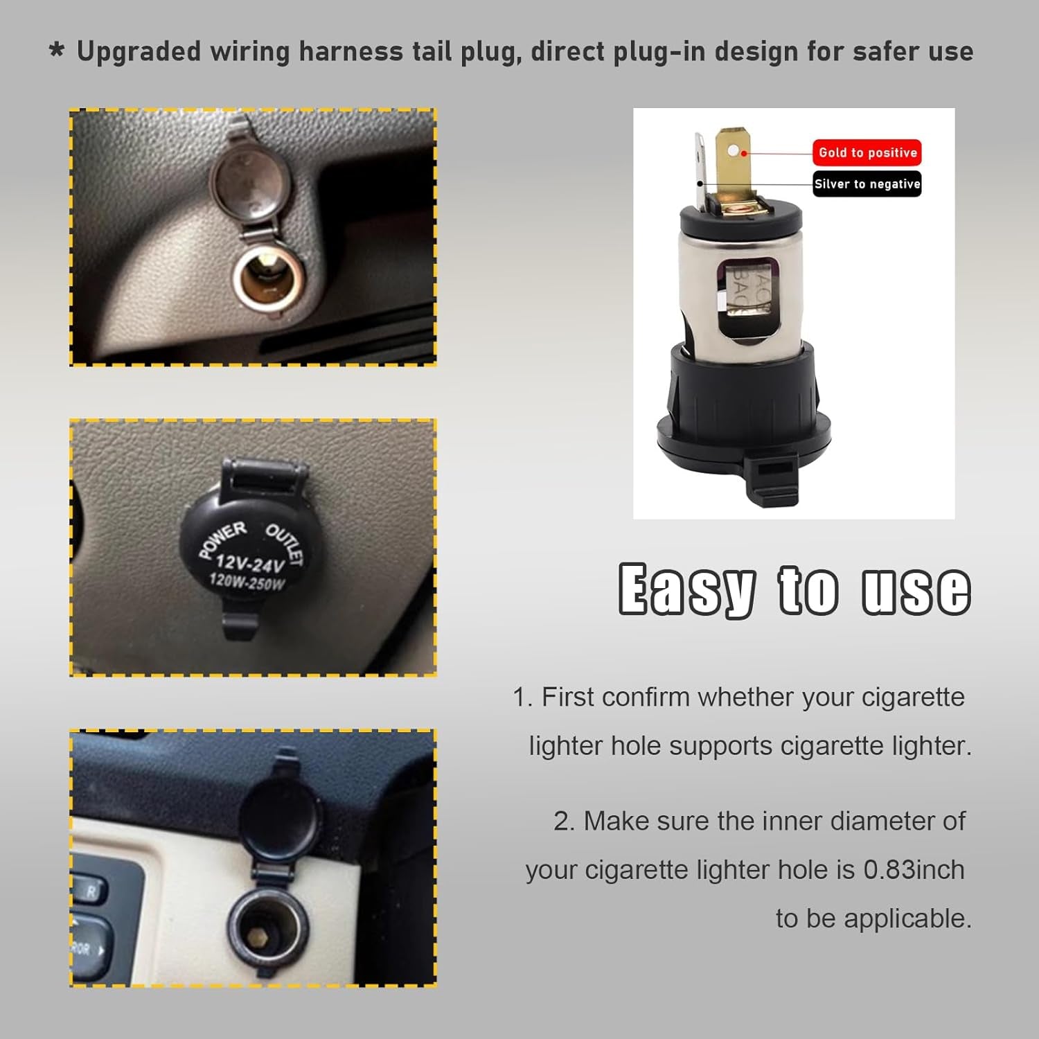 Car Cigarette Lighter Socket, 12V Waterproof Auto Cigarette Lighter Adapter with Extension Cable, Vehicle Lighter Power Outlet Socket Replacement, Car Accessories for Truck SUV TRUCK DRIVER