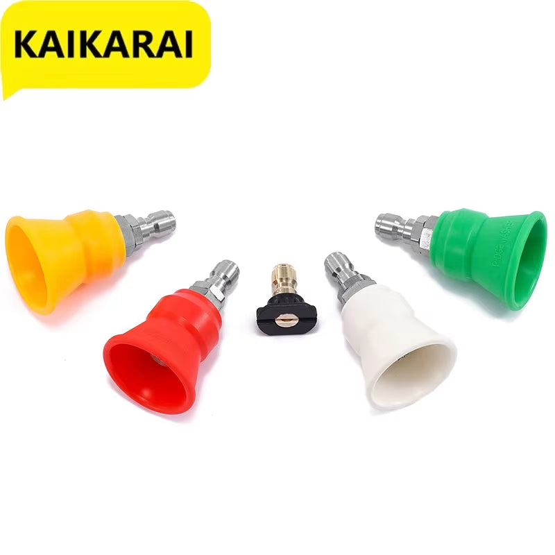 Pressure Washer Water Gun Nozzle Guard Power Washer Nozzle Tips Splash Proof Stainless Steel Nozzle 1/4" Quick Connect