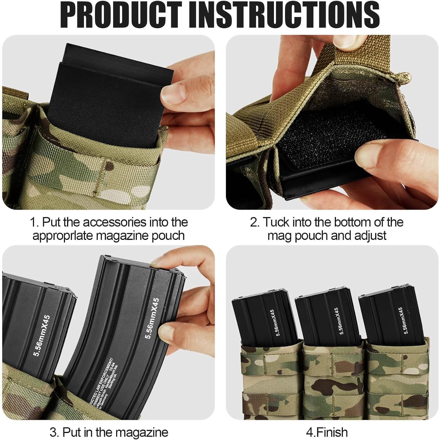 Quick Release Triple Mag Pouch Clip，3 Pcs 556Mm Magazine Holder Insert Set Clips