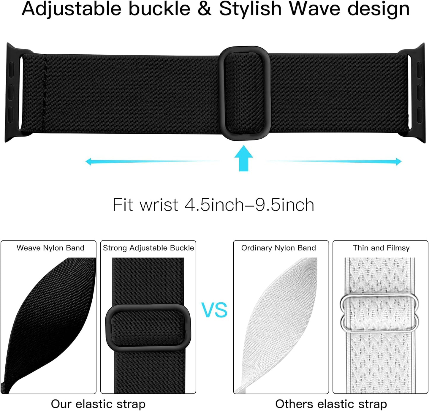 Braided Band Compatible with Apple Watch Series 9 8 7 45Mm 41Mm Ultra 2 Band 49Mm Series 6 5 4 SE 44Mm 40Mm Series 3 2 1 38Mm 42Mm Men Iwatch Bands Womens Stretchy Nylon Solo Loop Sport Strap