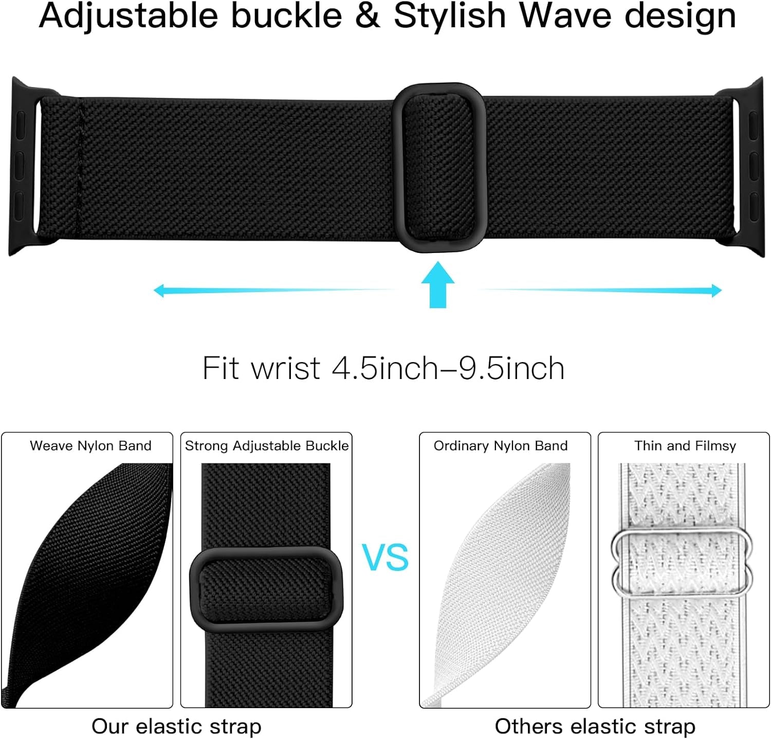 Braided Band Compatible with Apple Watch Series 10 9 8 7 46Mm 45Mm 41Mm Ultra 2 49Mm Series 6 5 SE 44Mm 40Mm Series 4 3 2 1 38Mm 42Mm Men Iwatch Bands Women Stretchy Nylon Solo Loop Sport Strap
