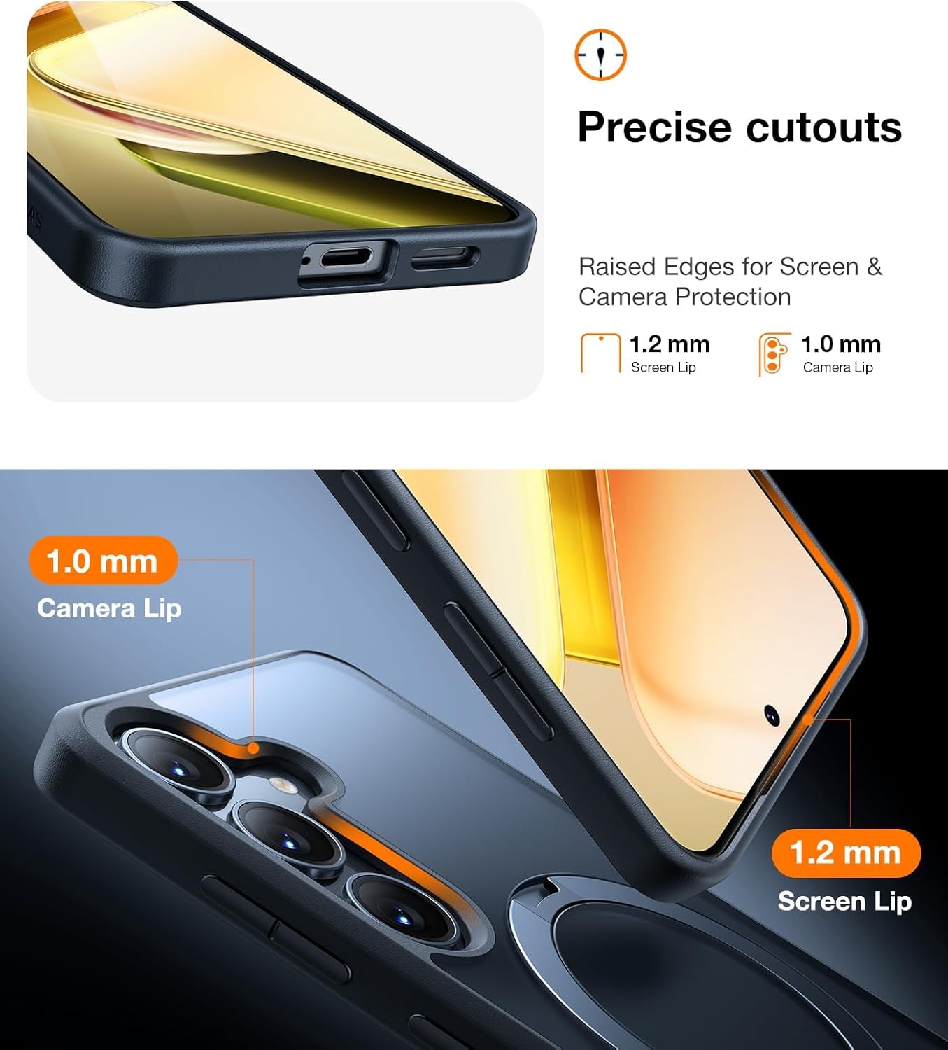360°Spin Magnetic Stand for Samsung Galaxy S25 plus Case (2025), Fit for Magsafe Military Grade Shockproof Slim Protective S25+ plus Case with Kickstand & Ring Holder, Ostand Spin, Black