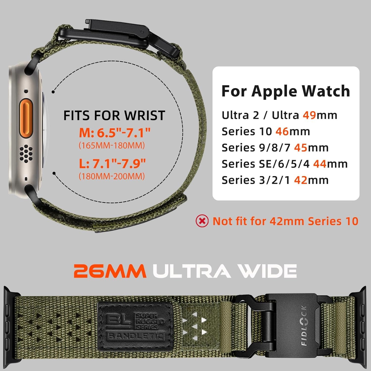 R-Nylon Fidlock Magnetic Buckle Band and Magnetic Watchband for Apple Watch Ultra Band