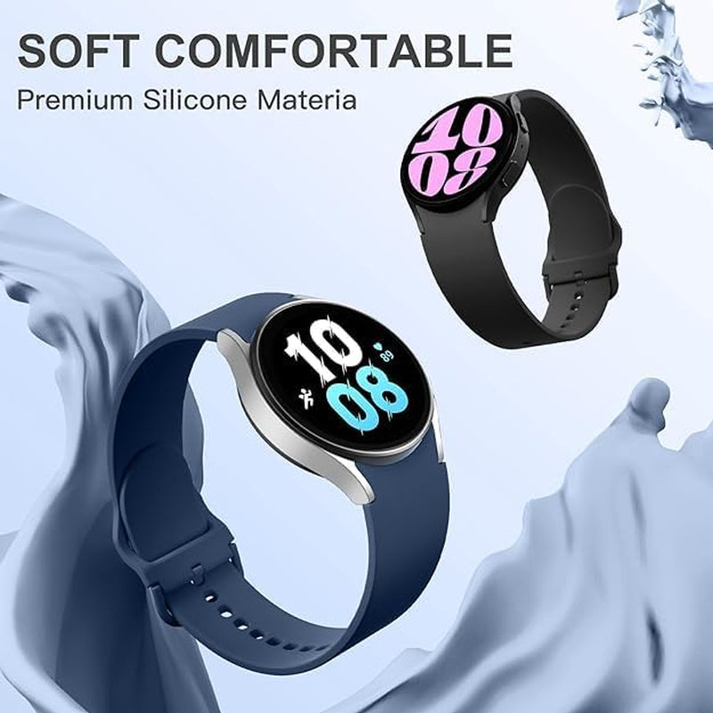 2 Pack Waterproof Bands Compatible with Samsung Galaxy Watch 6 5 & 4 Band 40Mm 44Mm, Watch 5 Pro Band 45Mm, Galaxy Watch 4 Classic 46Mm 42Mm Band, 20Mm Quick Release Sport Band Replacement for Women Men