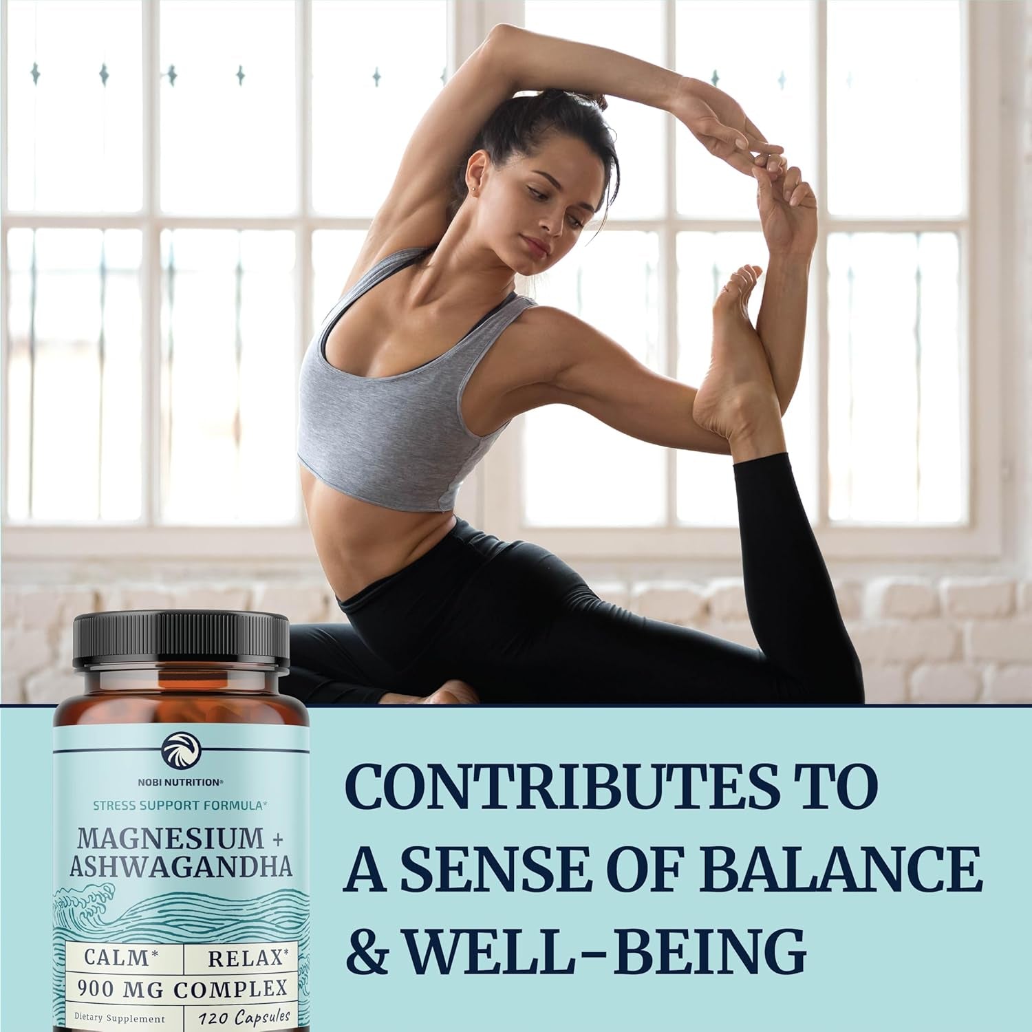 Magnesium Ashwagandha | Calming Magnesium Supplement for Adults | Relax, Rest, Calm Mood & Sleep Support | Mag Citrate & Oxide 400 Mg + Ashwagandha 500 Mg | Muscle Health & Stress Relief | 120 Ct TLBH