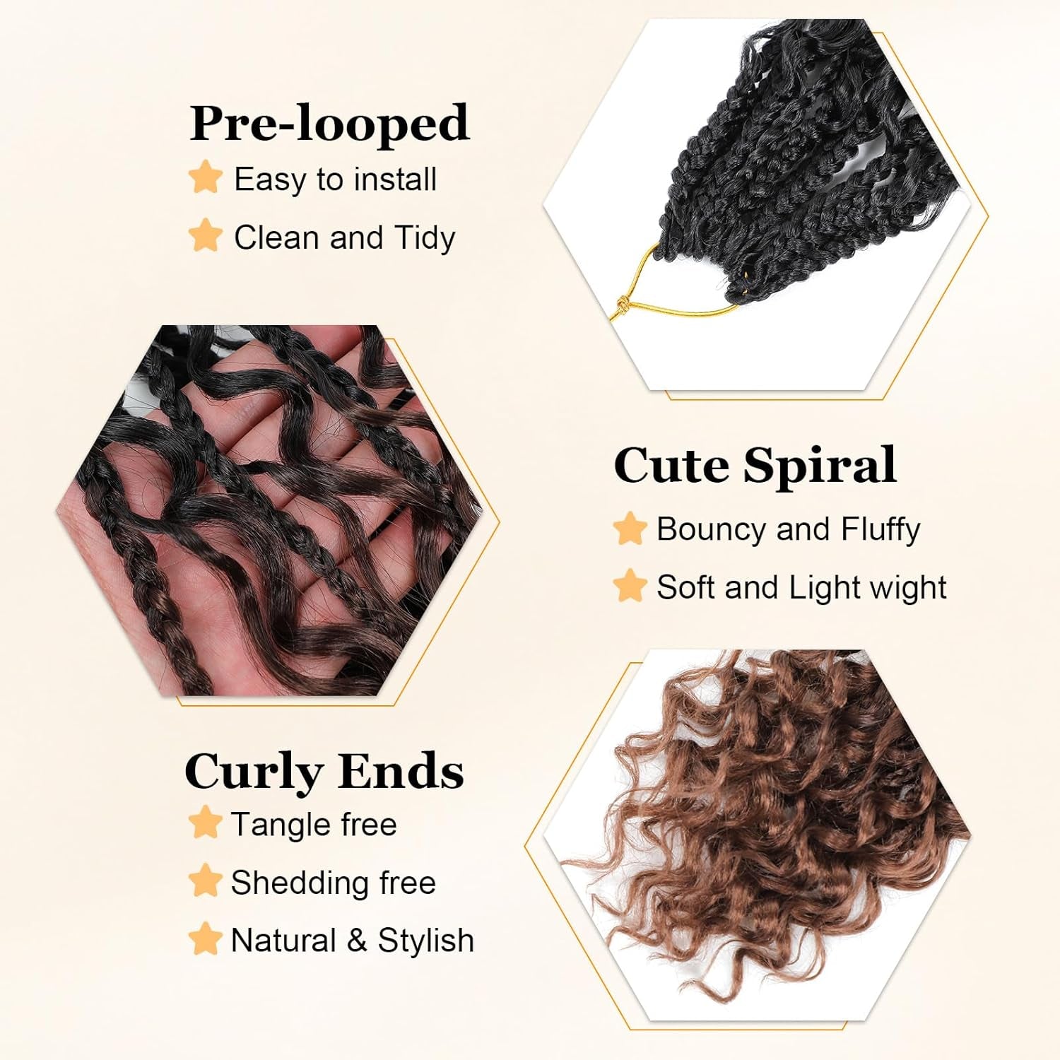 Goddess Box Braids Crochet Hair 10 Inch Boho Crochet Box Braids with Curly Ends, 9 Packs Bohomian Box Braids Crochet Hair for Black Women Pre Looped Box Braids Crochet Hair (10Inch,1B/4/30)