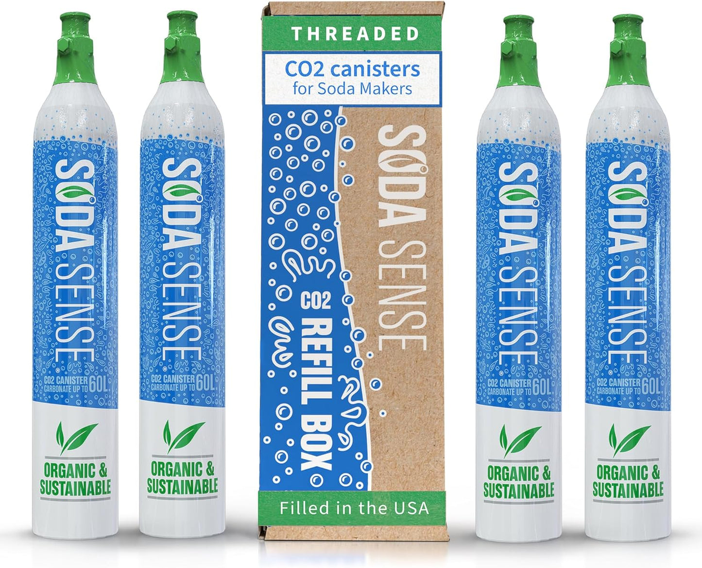 60L Threaded CO2 2 Pack Canister Refill, Compatible W/All Threaded 'Screw-In' Soda Makers Including Sodastream [Excludes ART, TERRA & DUO]