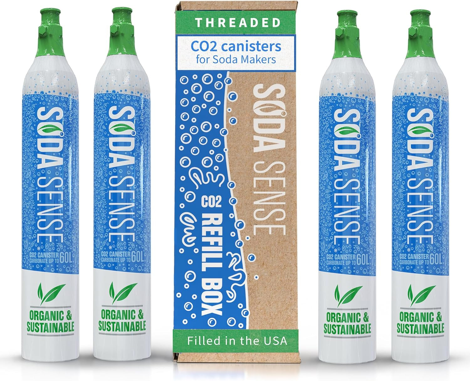 60L Threaded CO2 2 Pack Canister Refill, Compatible W/All Threaded 'Screw-In' Soda Makers Including Sodastream [Excludes ART, TERRA & DUO]